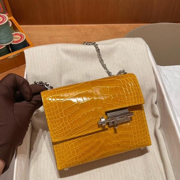 Hermes Verrou 17 Shiny Alligator Vert bosphore PHW